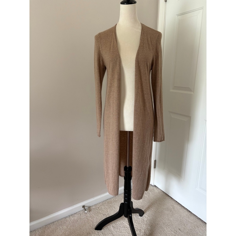 J.McLaughlin Cardigan Dara LS Open Long Cashmere M Taupe Solid Duster